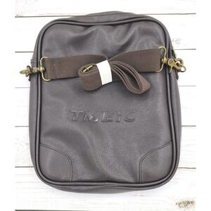 Leed's TMEIC Leather Shoulder Messenger Bag with Adjustable Strap Brown